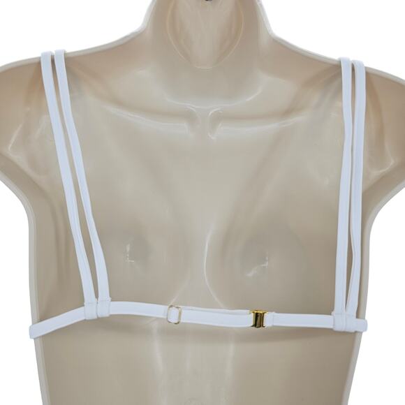 Andie Swim X Demi Moore Womans size M The Cannes Bikini Top White Triangle NEW - Picture 3 of 7
